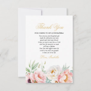 Rosa & Guld Elegant Quinceañera Tack Kort