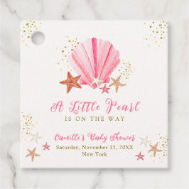 Rosa Guld Elegant Starfish Seashell Baby Shower Gåvor Etiketter