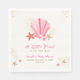 Rosa Guld Elegant Starfish Seashell Baby Shower Pappersservett