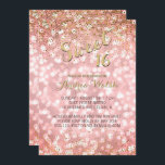 Rosa guld- elegantt Bokeh ljusglitter söta 16 Inbjudningar<br><div class="desc">Eleganten rosa bokeh tänder, och inbjudningar för födelsedag för guld- konfettiglitter läser söta 16 "sötsak 16" upptill i guld- bokstäver med en tappa skuggar. Eleganten rodna rosa bokeh tänder glamourous bakgrund. Gränsat med guld- glitterkonfettiar för fauxen pricker spritt på bästa och nedersta. Personifierat med födelsedagflicknamn i elegant, skrivar guld- bokstäver...</div>