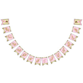 Rosa Guld Ethnic Ballerina Baby Shower Vimplar