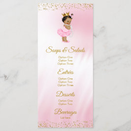 Rosa Guld Ethnic Princess Baby Shower Menu Meny