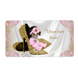 Rosa Guld Etniska Baby Shower Vattenflasketiketter Fraktsedel