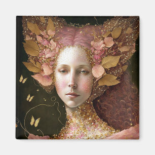 Rosa Guld Fairy Fae Woman Fantasy Art Magnet