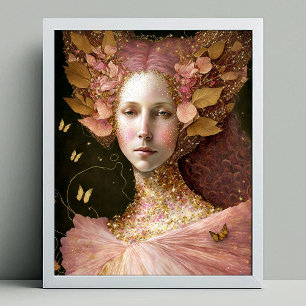 Rosa Guld Fairy Fae Woman Fantasy Art Poster