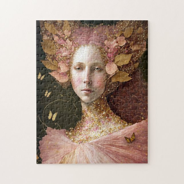 Rosa Guld Fairy Fae Woman Fantasy Art Pussel (Vertikal)