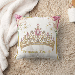 Rosa Guld Fairytale Princess Krona Födelsedagsfest Kudde