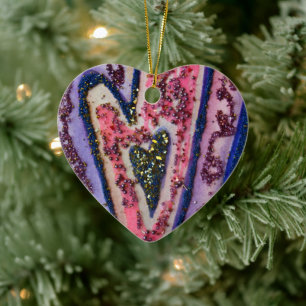 Rosa Guld Faith Hearts Art Helgdag Gift Ornaments Julgransprydnad Keramik