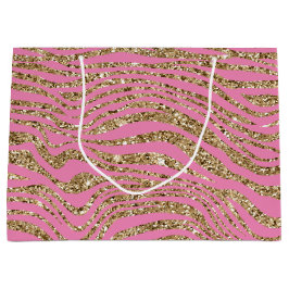 Rosa Guld Falskt Glitter Zebraskinn 