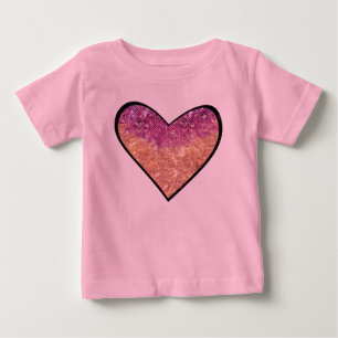 Rosa & Guld Falskt Glitterhjärta Tee