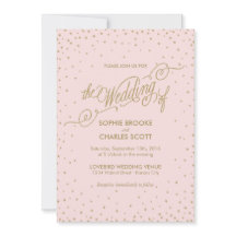 Rosa & Guld Fancy Stjärnor Bröllopsinbjudan