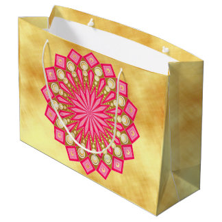 Rosa Guld Fantasi Mandala på Mjuk Guld Bakgrund