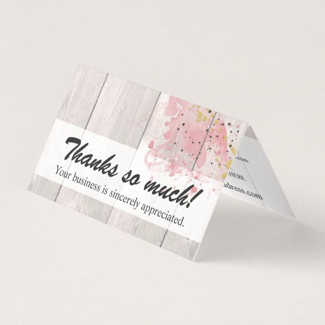  Rosa & Guld-färg på Rustic Wood Tack Kort (Framsida)