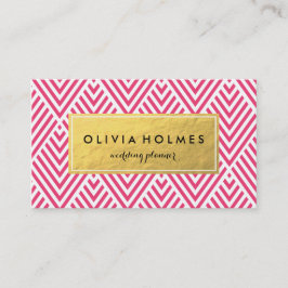 Rosa & Guld Faux Foil Chevron Affärskort Visitkort