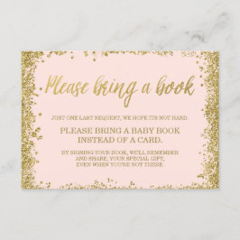  Rosa Guld Faux Glitter Baby Shower Bok Tilläggskort