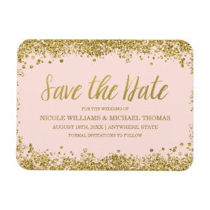 Rosa Guld Faux Glitter Spara datum Magnet