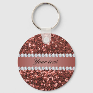 Rosa guld- Fauxglitter och diamantpersonlig Nyckelring