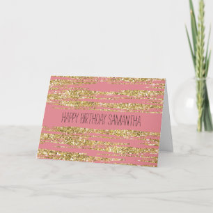 Rosa guld- Fauxglitterrandar Kort