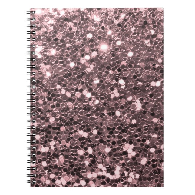 Rosa guld- FauxglitterSparkles Anteckningsbok (Framsidan)