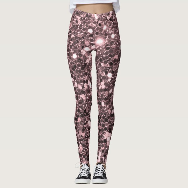 Rosa guld- FauxglitterSparkles Leggings (Framsida)
