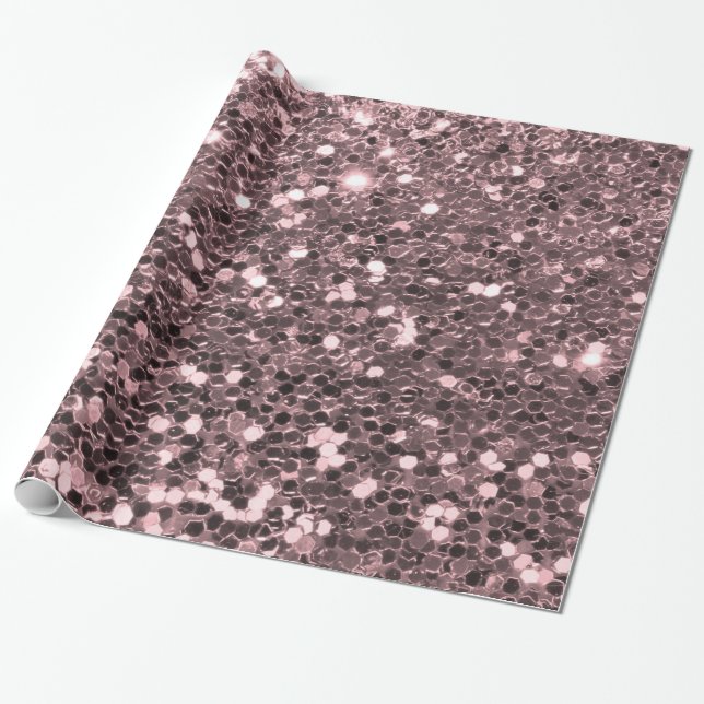 Rosa guld- FauxglitterSparkles Presentpapper (Utrullad)
