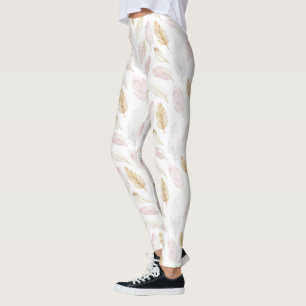 Rosa Guld Feathers Leggings