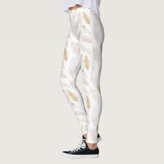 Rosa Guld Feathers Leggings (Vänster)