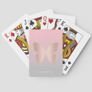 Rosa guld- fjäril för elegant modern trendig casinokort