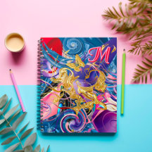 Rosa Guld Fjäril Virvel Monogram Flytande Abstrakt
