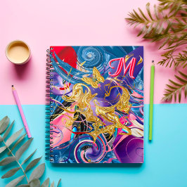 Rosa Guld Fjäril Virvel Monogram Flytande Abstrakt Anteckningsbok