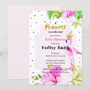 Rosa Guld Flamingo Princess Baby Shower Inbjudningar