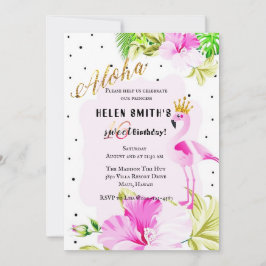 Rosa guld- FlamingoPrincess Aloha Sötsak 16 Inbjudningar