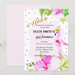 Rosa guld- FlamingoPrincess Aloha Sötsak 16 Inbjudningar