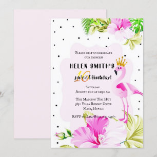 Rosa guld- FlamingoPrincess Tropik Sötsak 16 Inbjudningar