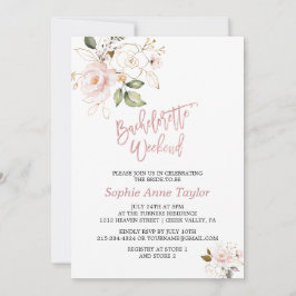  Rosa Guld Flowers Bachelorette Helg Inbjudningar