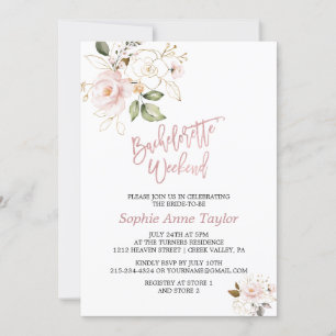  Rosa Guld Flowers Bachelorette Helg Inbjudningar