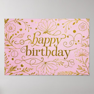 Rosa Guld födelsedag lyxig elegant extravagant Poster