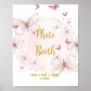 Rosa & Guld Födelsedags Fotoautomat Bordsskylt Poster