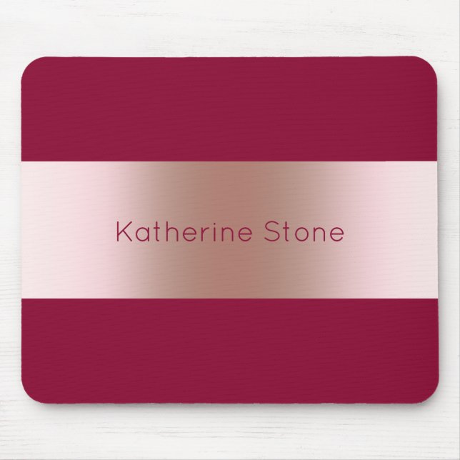 Rosa guld för elegant modern chick & burgundy musmatta (Framsidan)