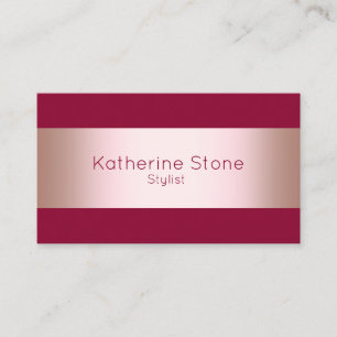 Rosa guld för elegant modern chick & burgundy visitkort