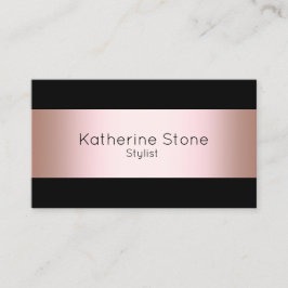 Rosa guld för elegant modern chick & svart remsa visitkort