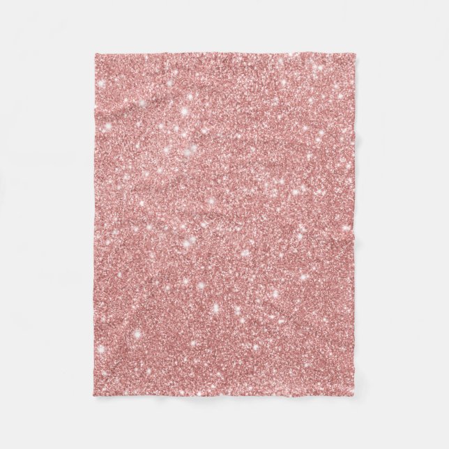Rosa guld för elegantt chic lyxigt Fauxglitter Fleecefilt (Framsidan)