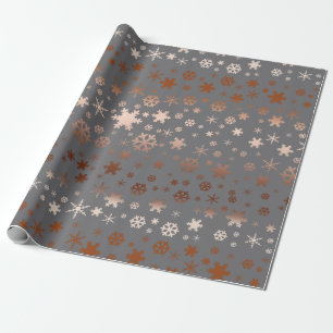 Rosa guld för elegantt julsnowflakemönster presentpapper