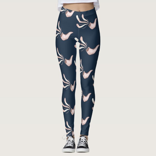 Rosa guld för judisk shofarillustration leggings (Framsida)
