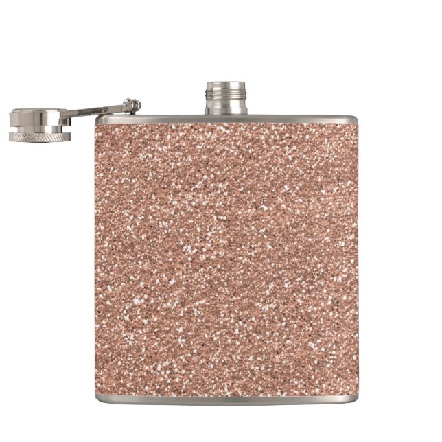 Rosa guld för Sparkly skina glitter Fickplunta (Öppnad)