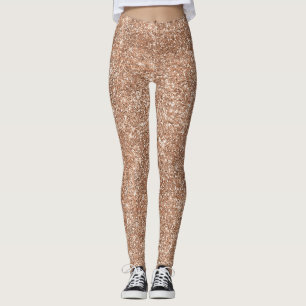 Rosa guld för Sparkly skina glitter Leggings
