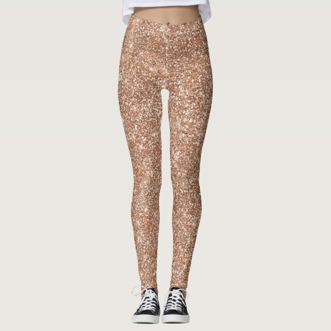 Rosa guld för Sparkly skina glitter Leggings (Framsida)