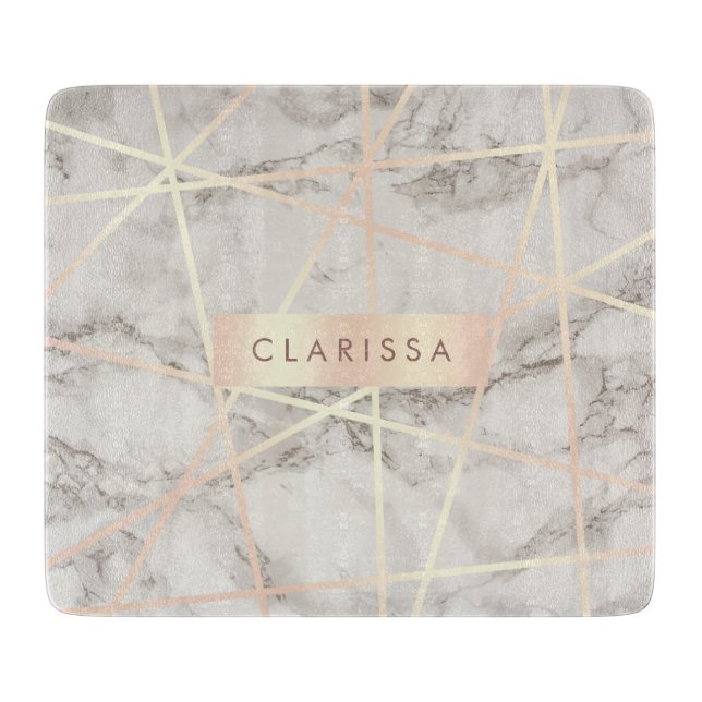 Rosa guld för stilfull nätt chick & vitmarmor (Framsidan)