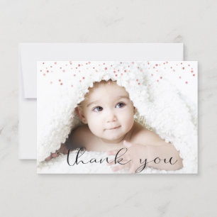 Rosa guld- foto för FLICKAbaby showerTACK + Text Tack Kort