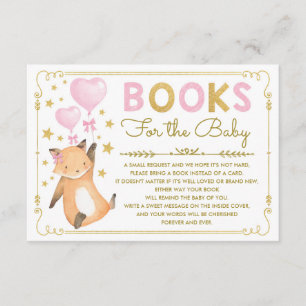 Rosa Guld Fox Flicka Shower ger ett Bok-kort Tilläggskort